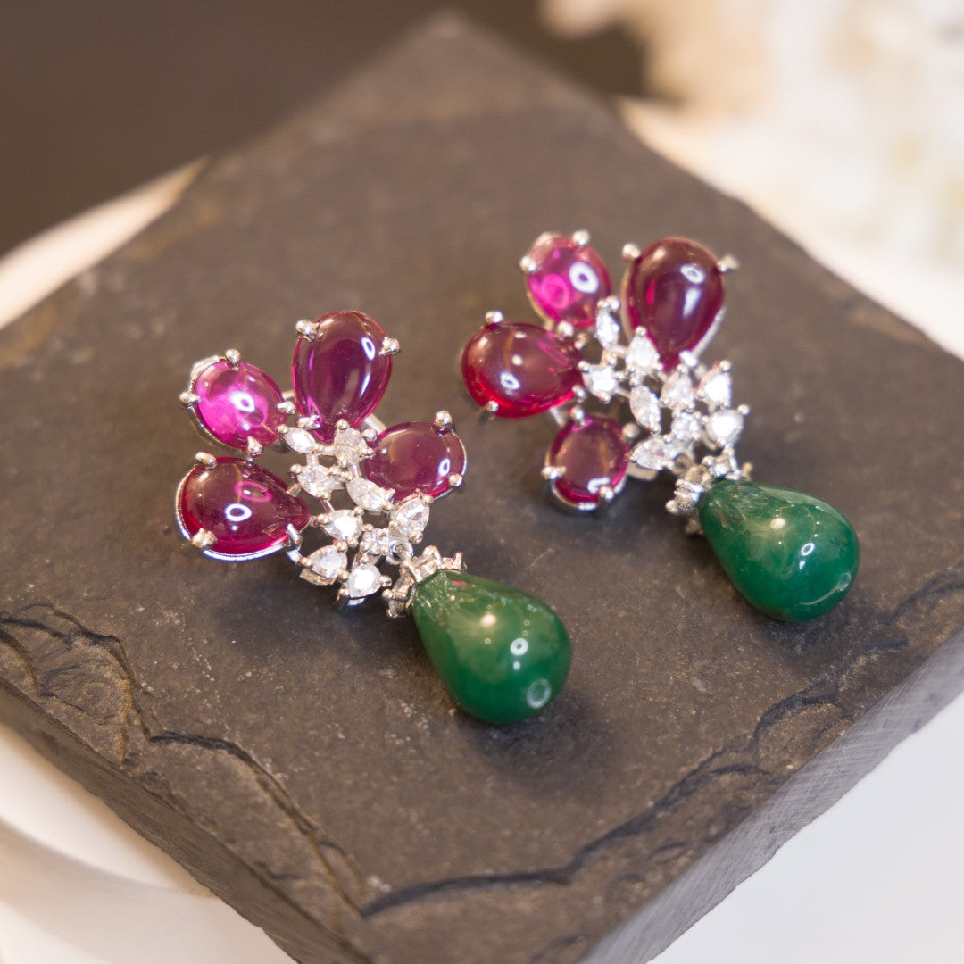 Ruby floral Earrings