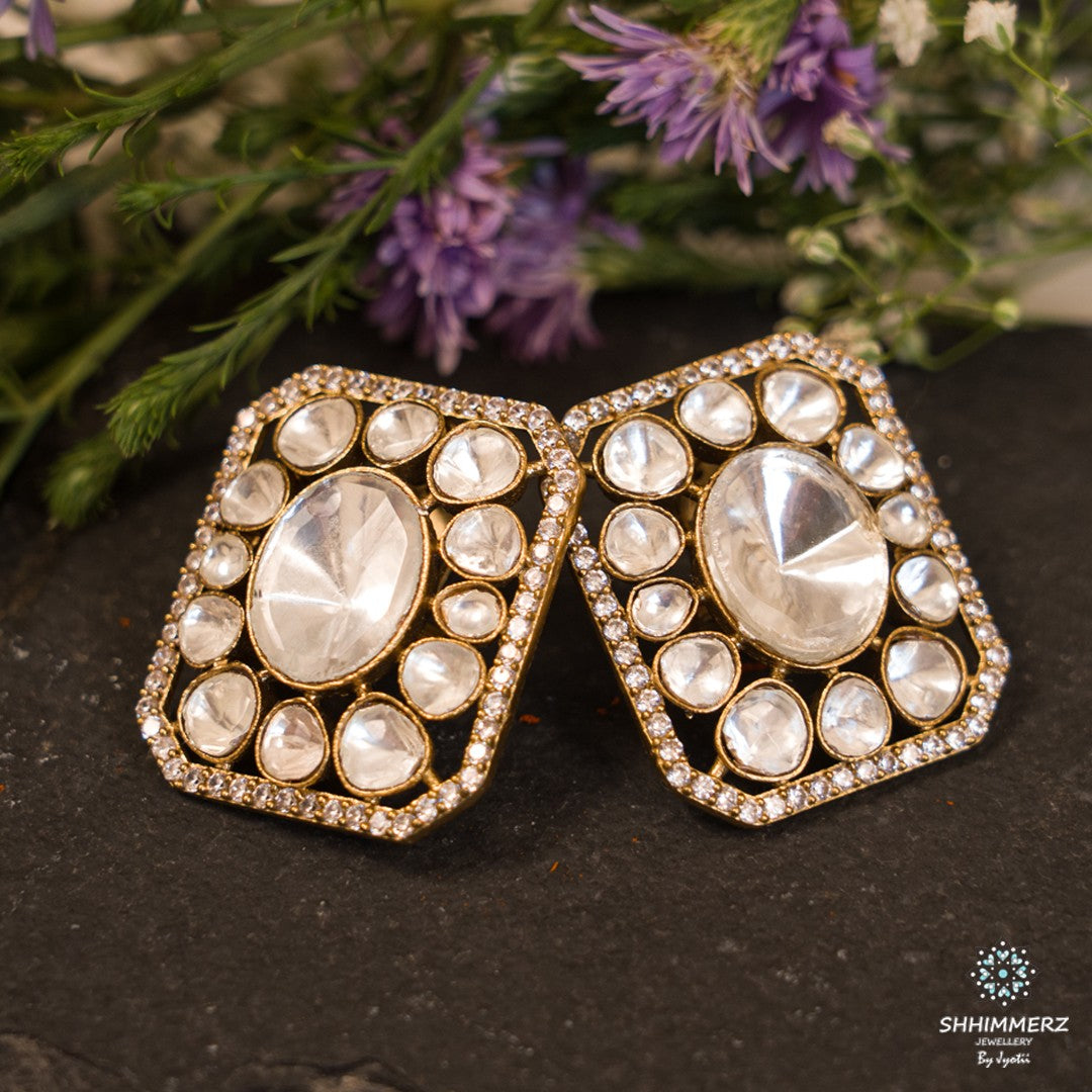 Square Polki Studs