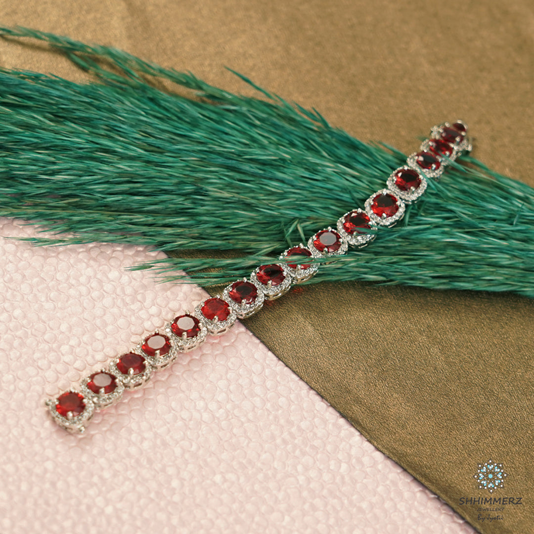 Dainty Red Stone Tennis Bracelet