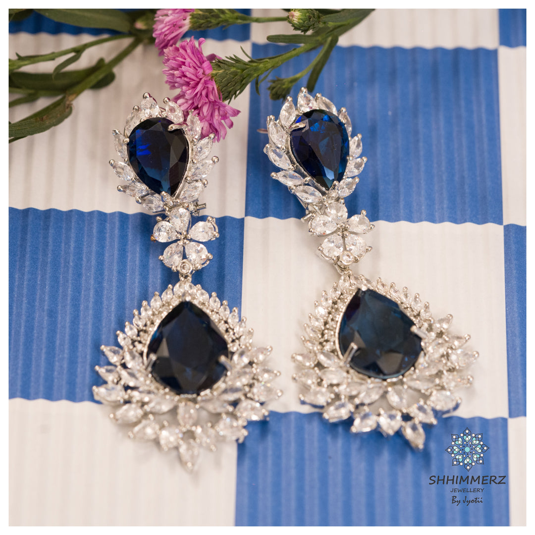Tear Drop Sapphire Danglers