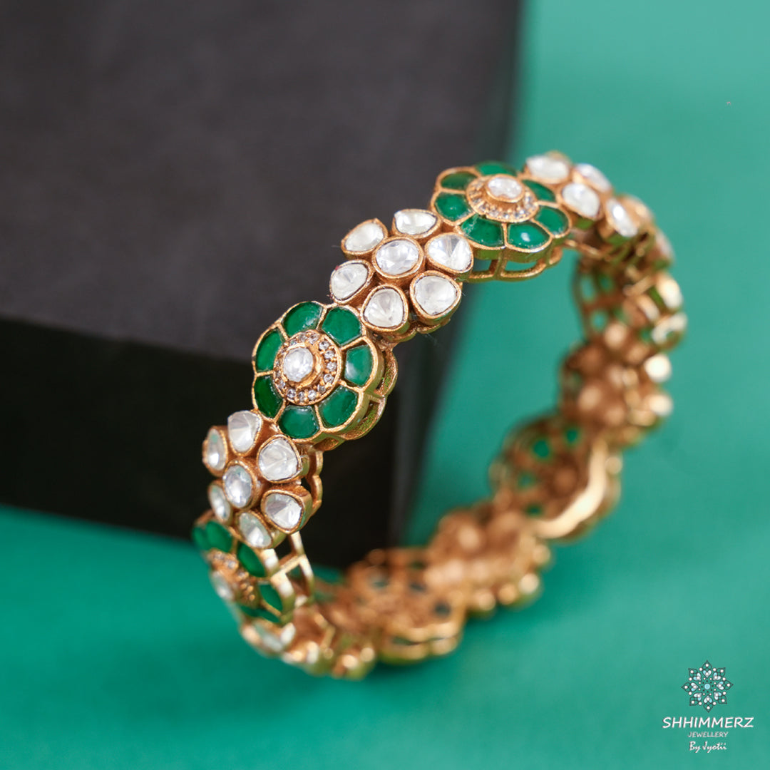 Royal Emerald Polki Bangle