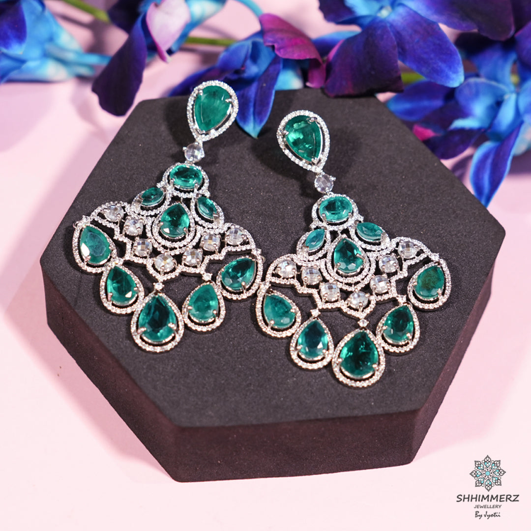 Drop Emerald Earrings .
