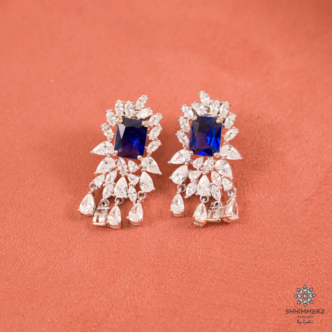 Sapphire Drop Earrings .