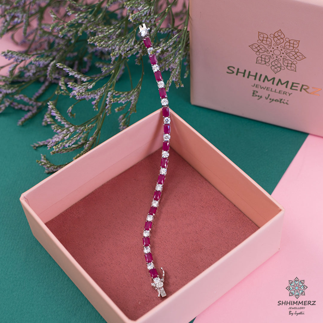 Ruby and White Stone Bracelet