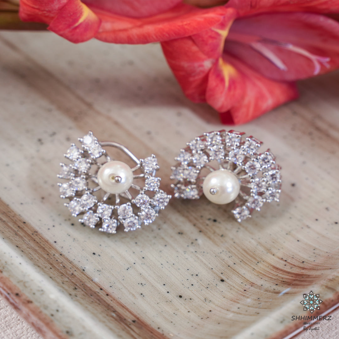 C Shaped Pearl Studs