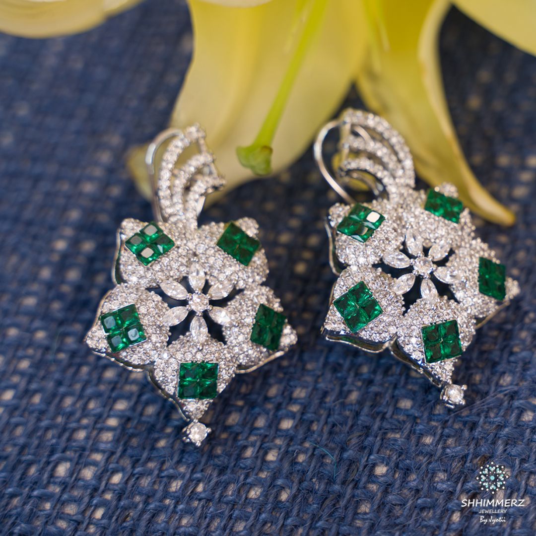Triangular Green Earrings