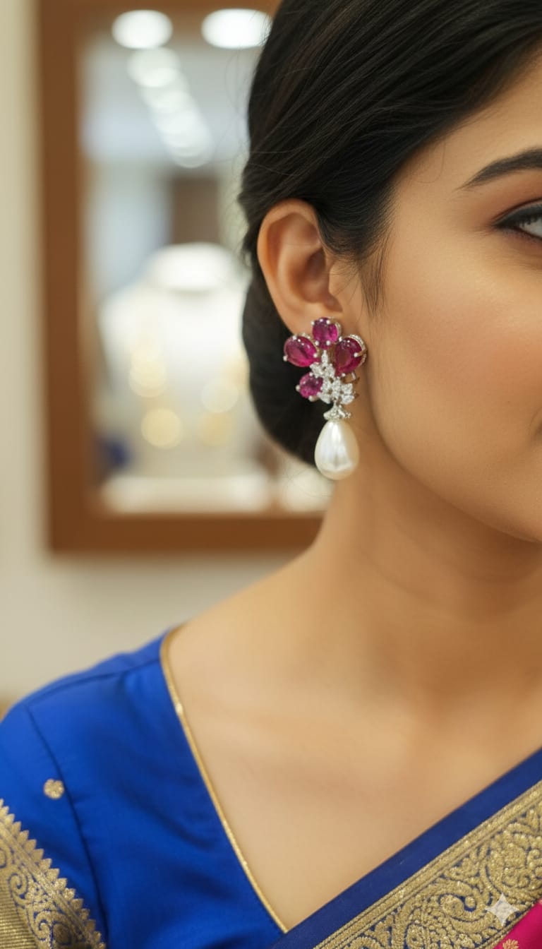 Ruby floral Earrings