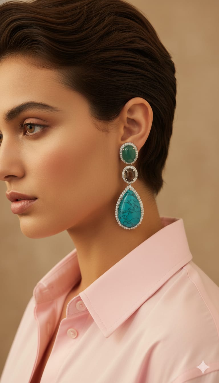 Tri Stone Earrings