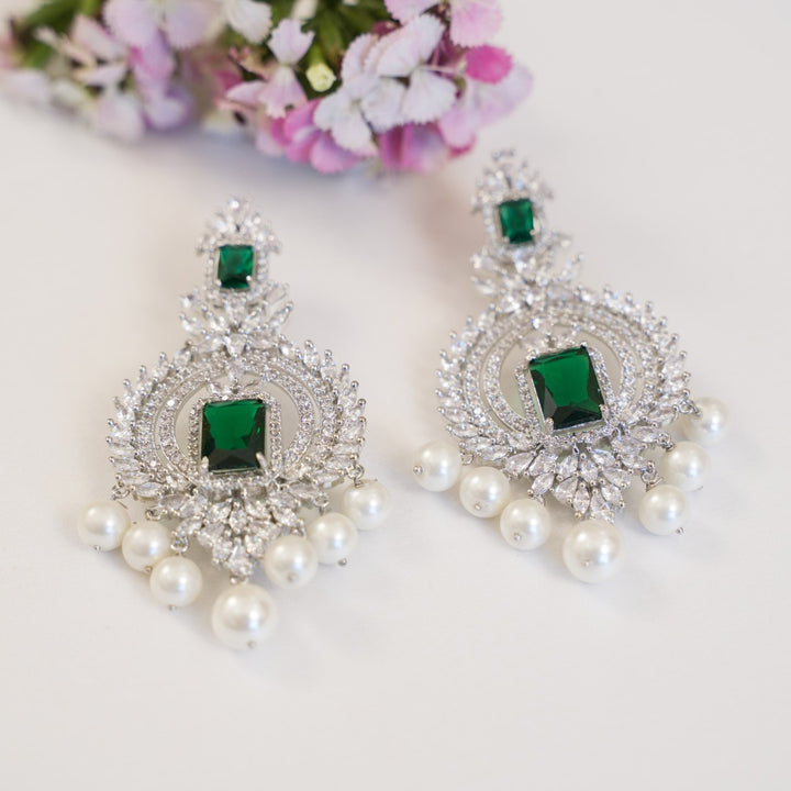 Green Square Earrings