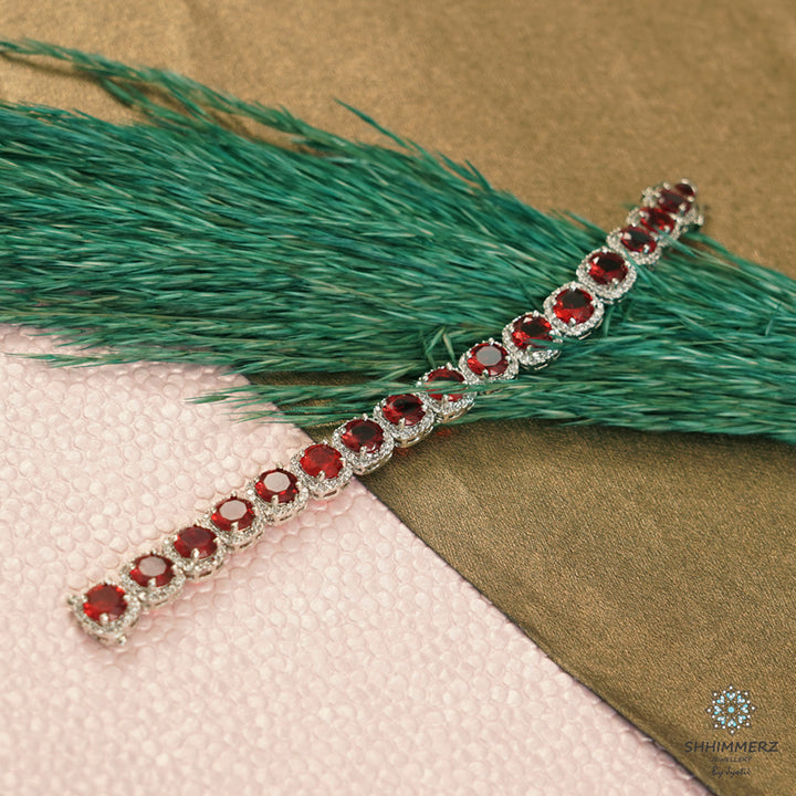 Dainty Red Stone Tennis Bracelet