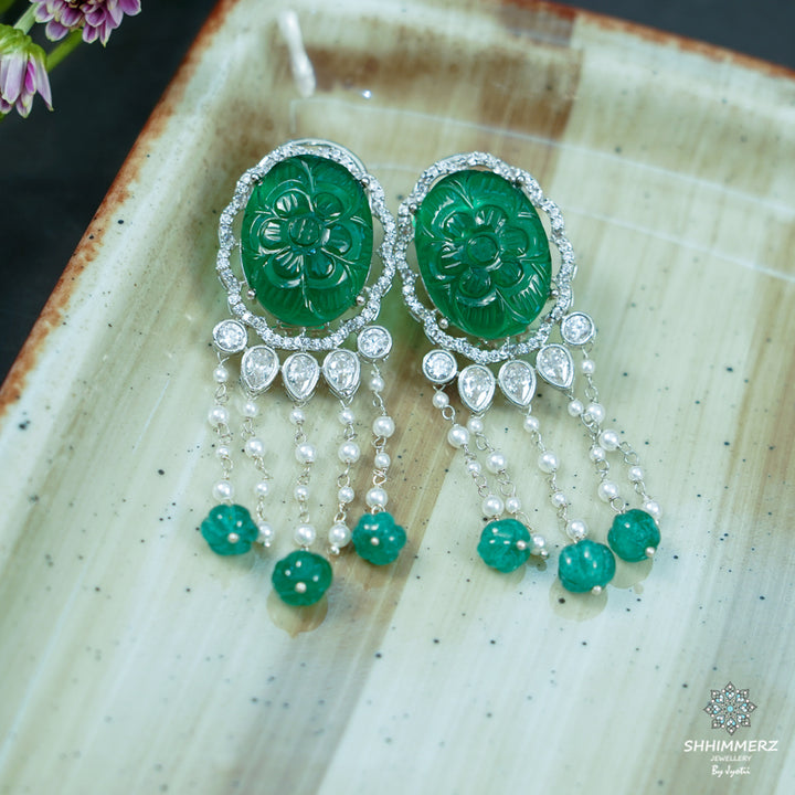 Oval Carved Pearl Drops