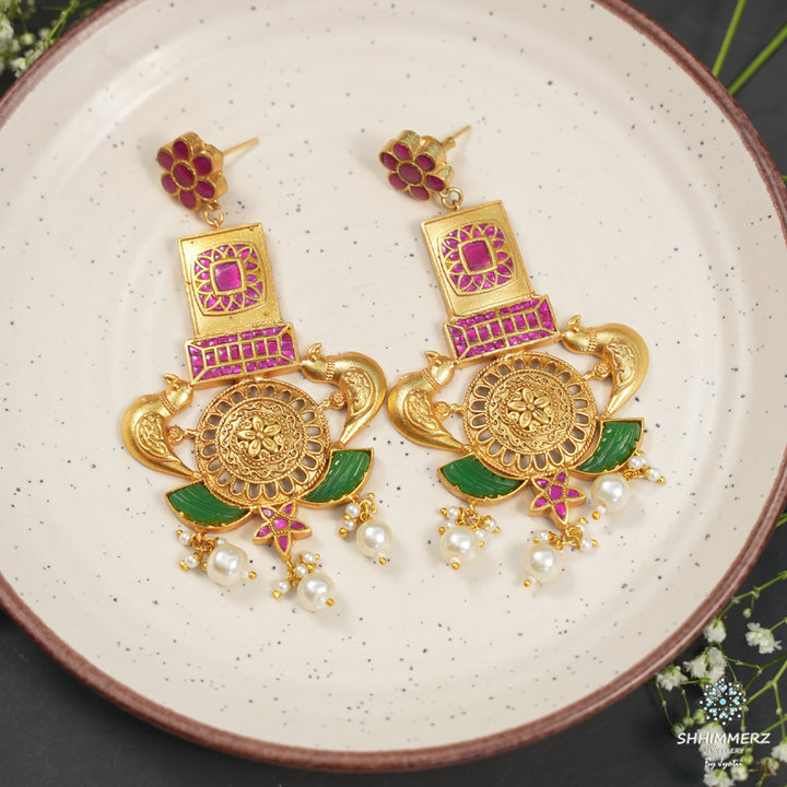 Golden Peacock Earrings