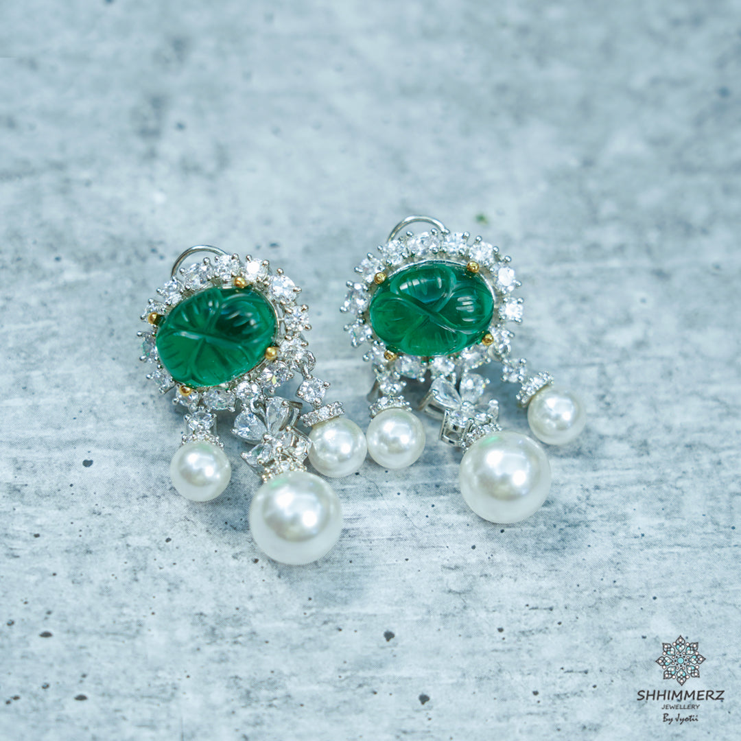 Carved Pearl Drop Earrings