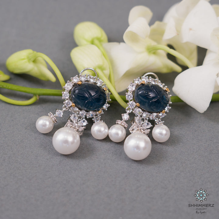 Carved Pearl Drop Earrings