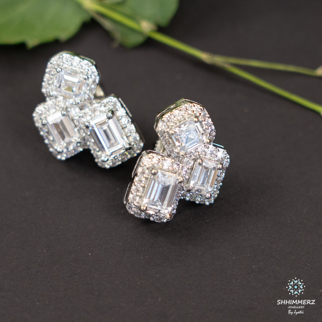 Tri Stone Earrings