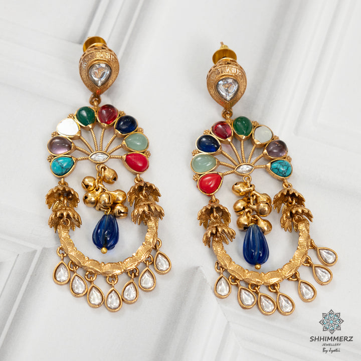 Navratan Long Earrings