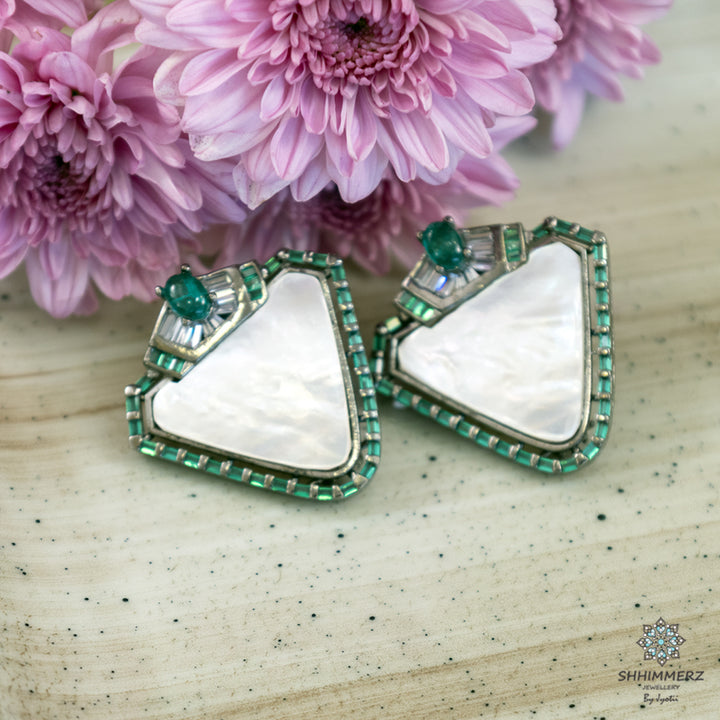 Triangle Pearl Earrings