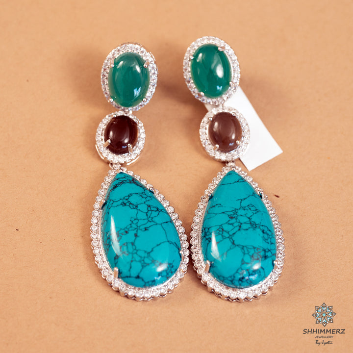 Tri Stone Earrings
