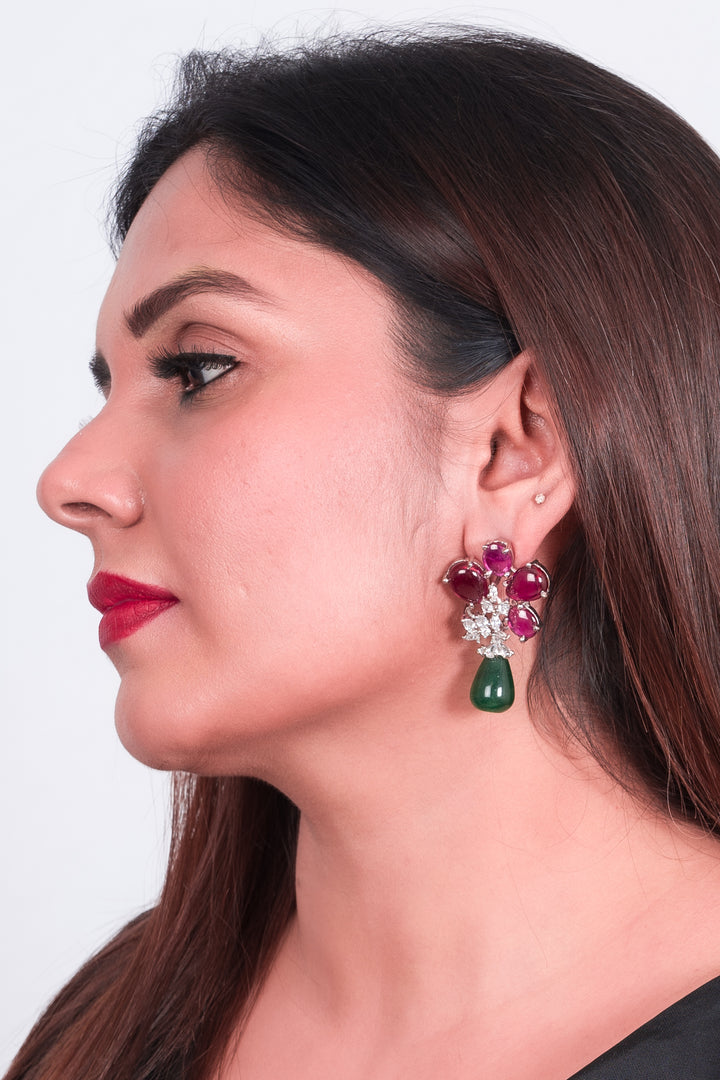 Ruby floral Earrings