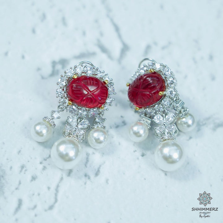 Carved Pearl Drop Earrings
