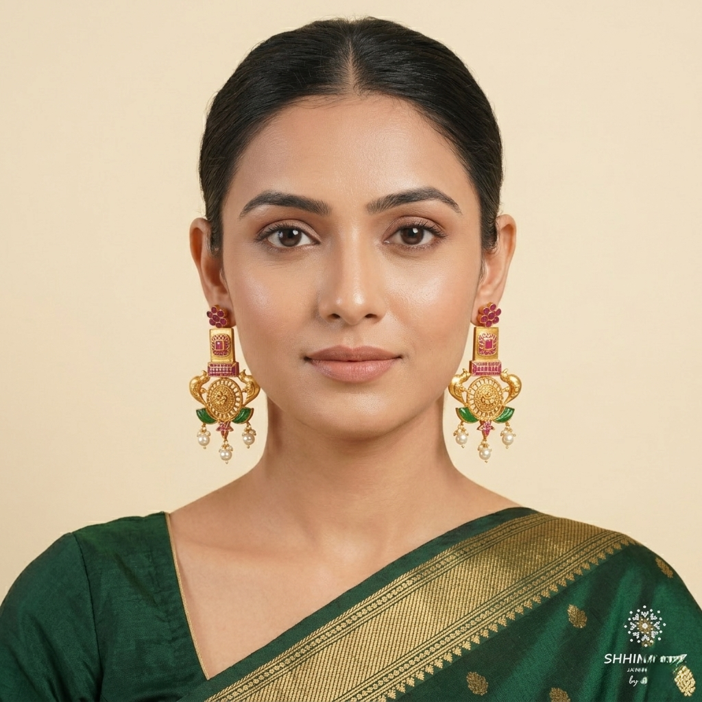 Golden Peacock Earrings
