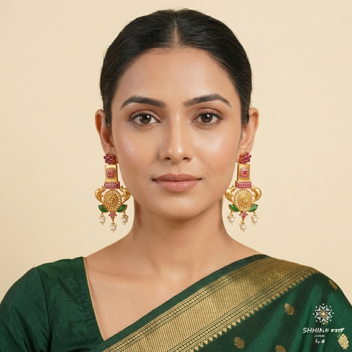 Golden Peacock Earrings
