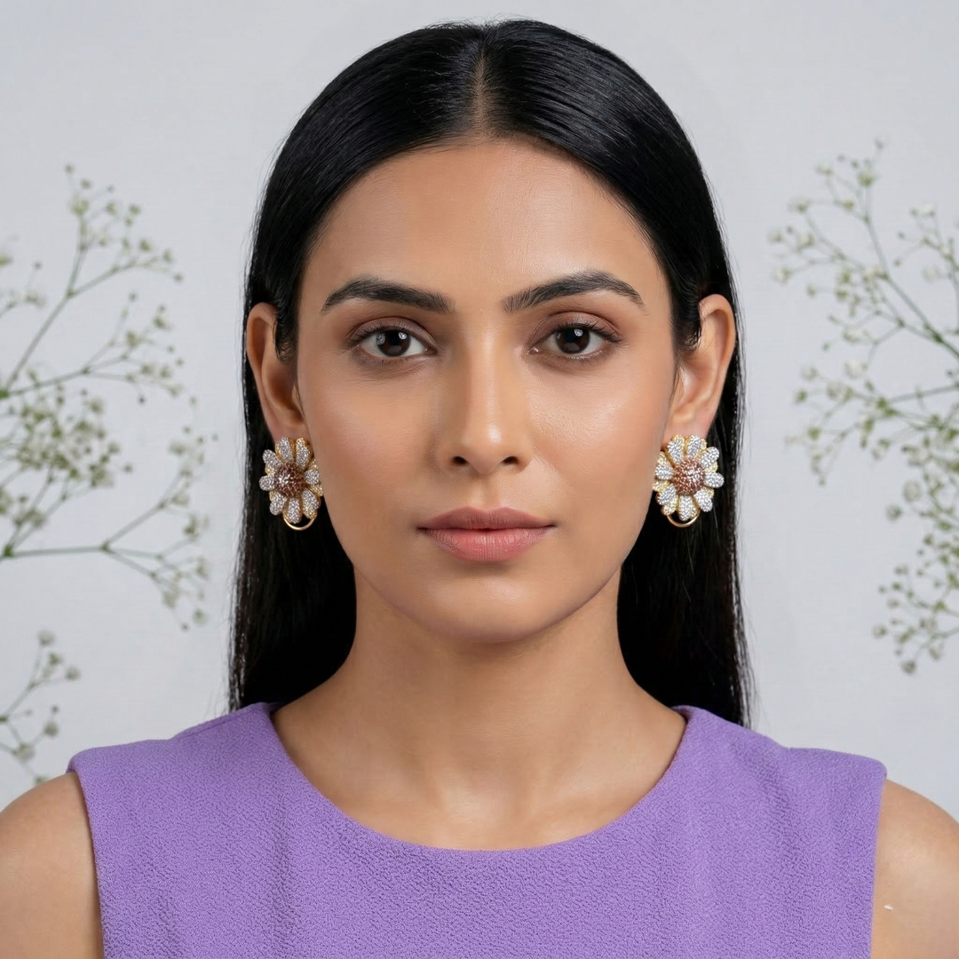 Sun-Flower Earrings .