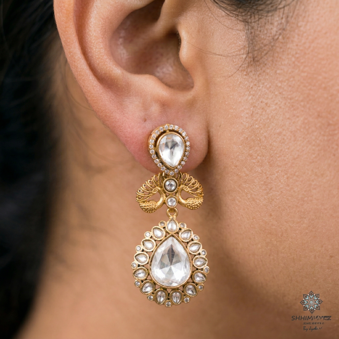 Sleek and Dainty Polki Earrings