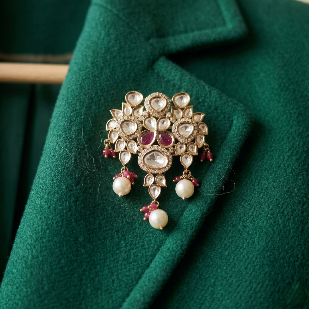 Raj Polki Brooch