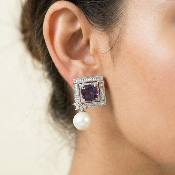 Square Purple Studs