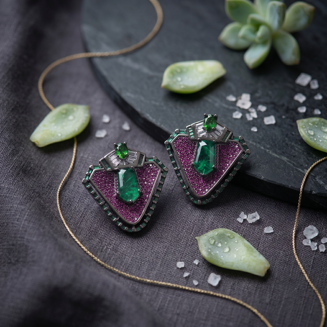 Triangle Pearl Earrings
