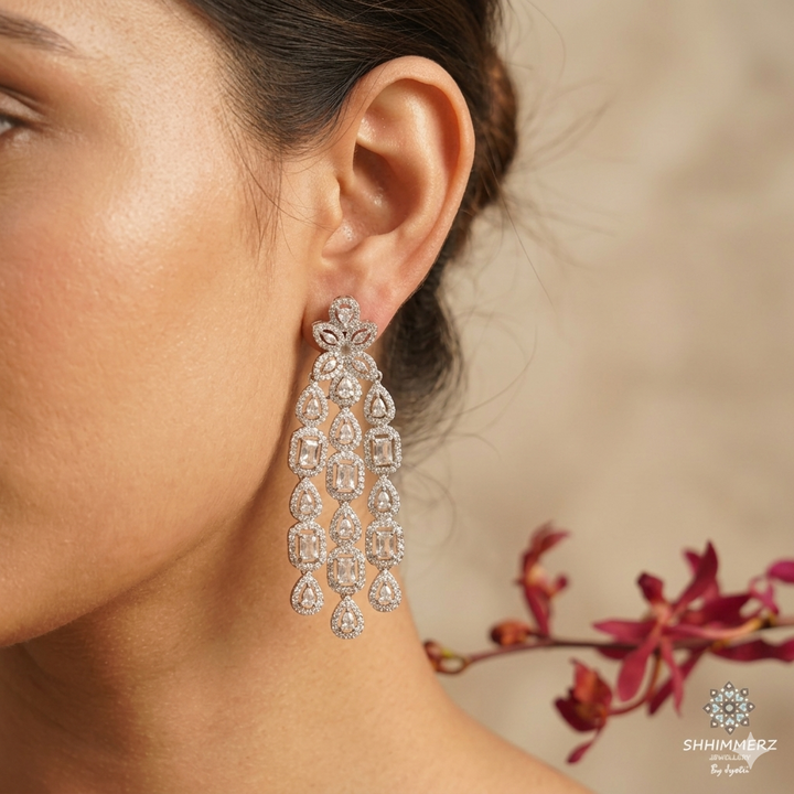 Beautifully Crafted Three Layer Earrings with different Shape and Size