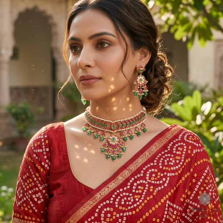 Sparkling Paachi Kundan Choker