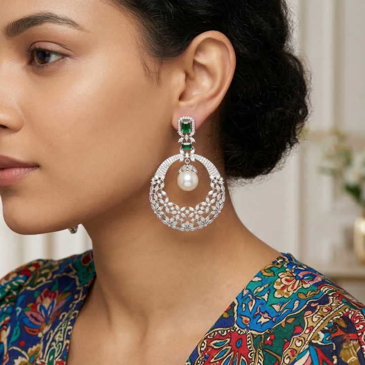 Emerald Chandbali Earrings