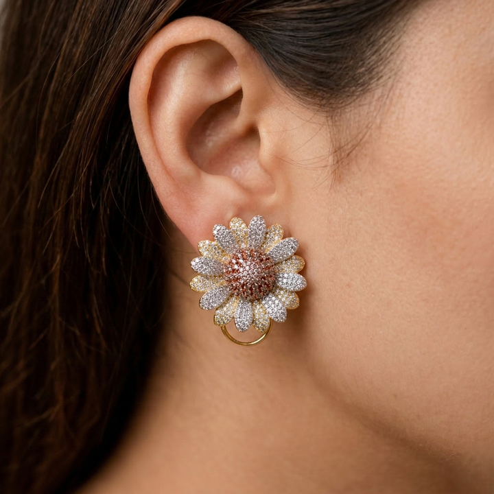 Sun-Flower Earrings .