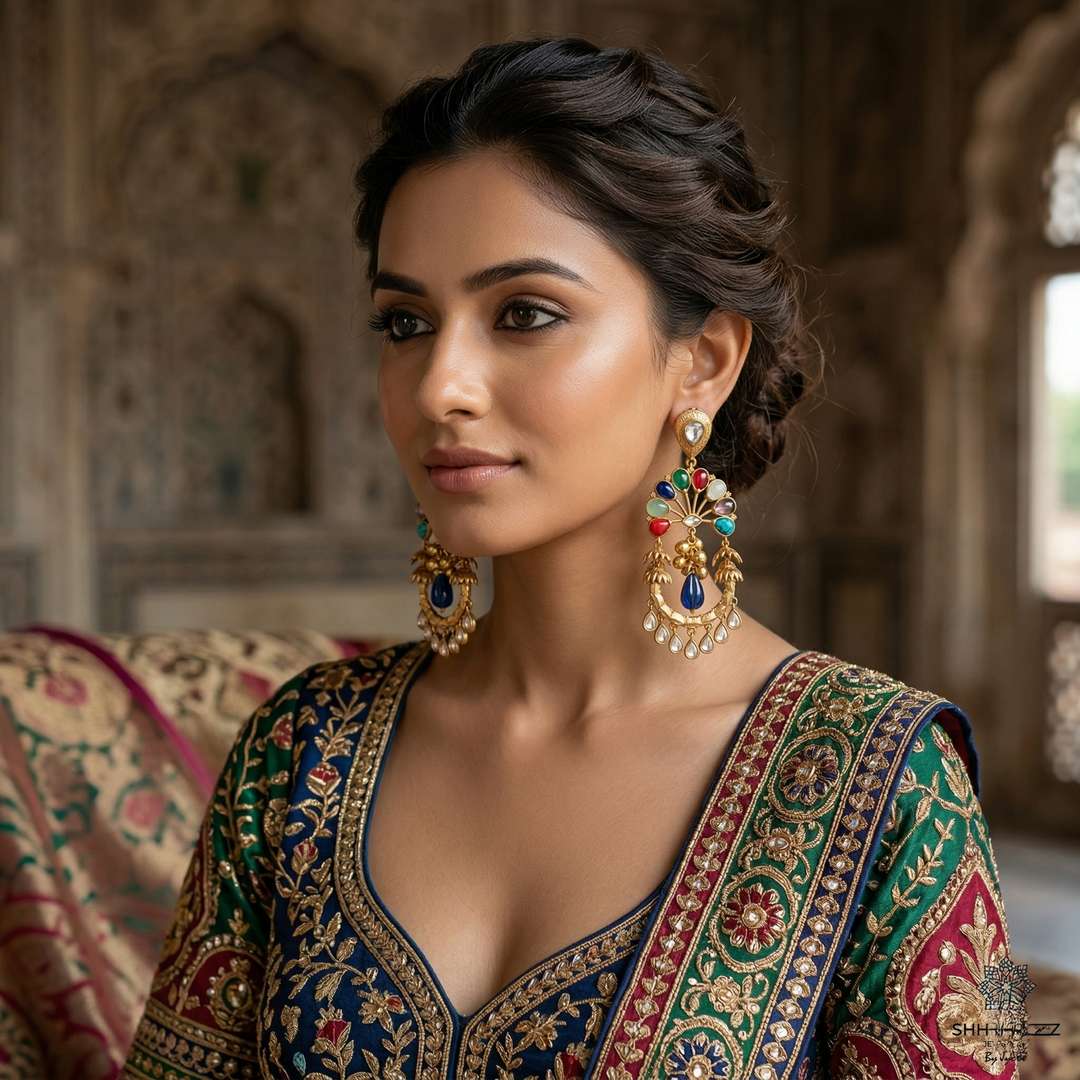 Navratan Long Earrings
