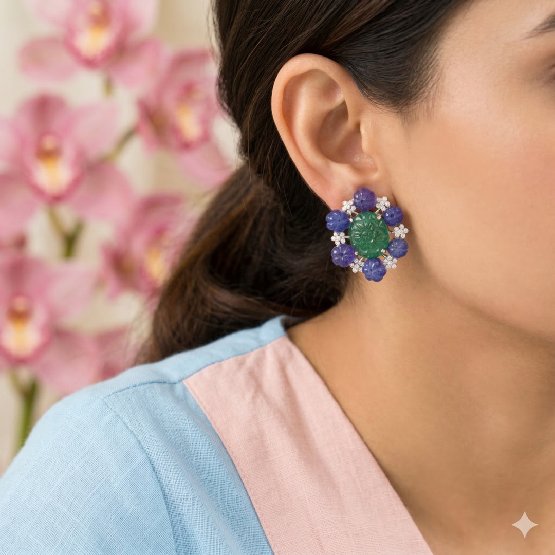 Carved Floral Studs