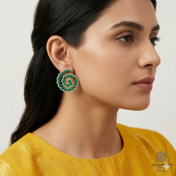 Green Spiral Earrings