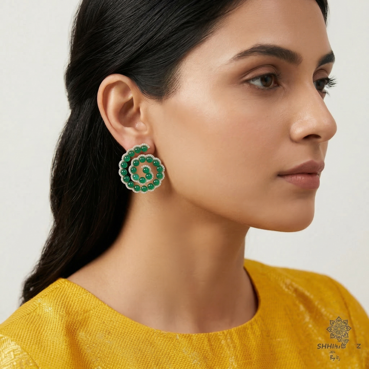 Green Spiral Earrings