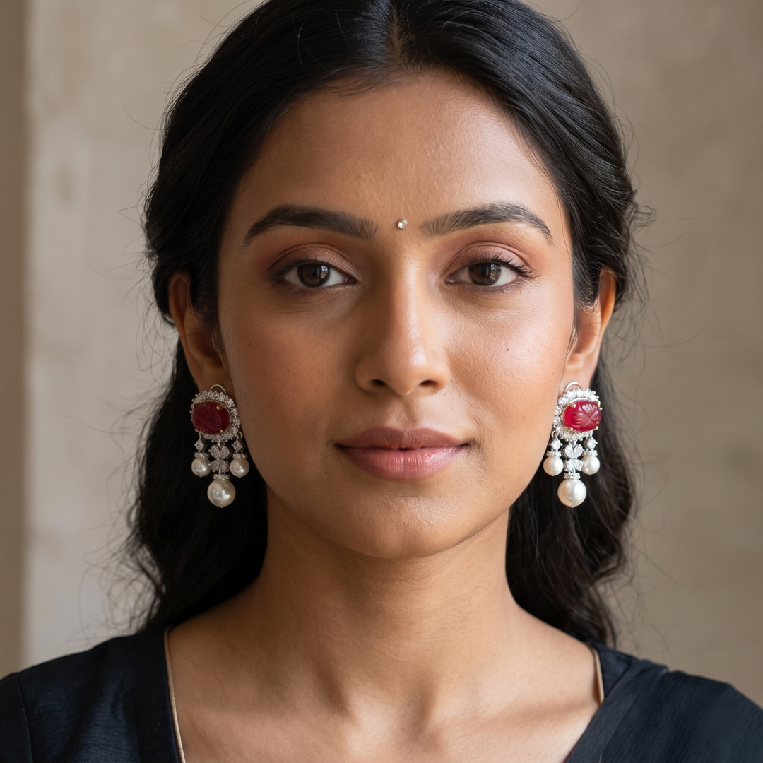 Carved Pearl Drop Earrings