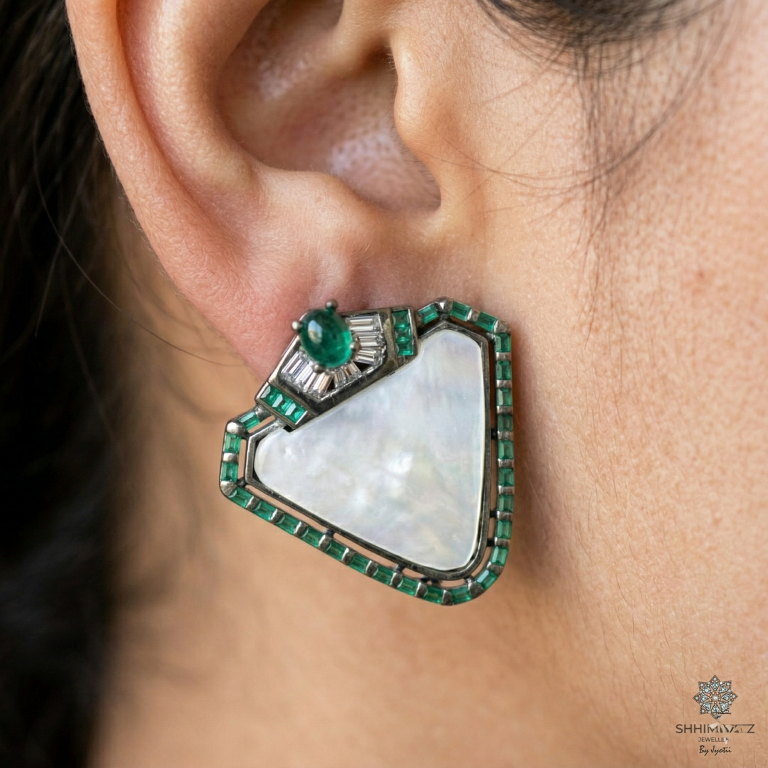Triangle Pearl Earrings