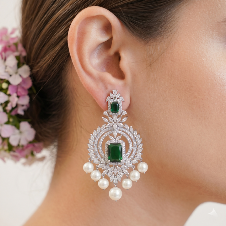 Green Square Earrings