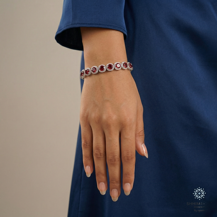 Dainty Red Stone Tennis Bracelet