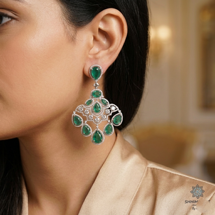 Drop Emerald Earrings .
