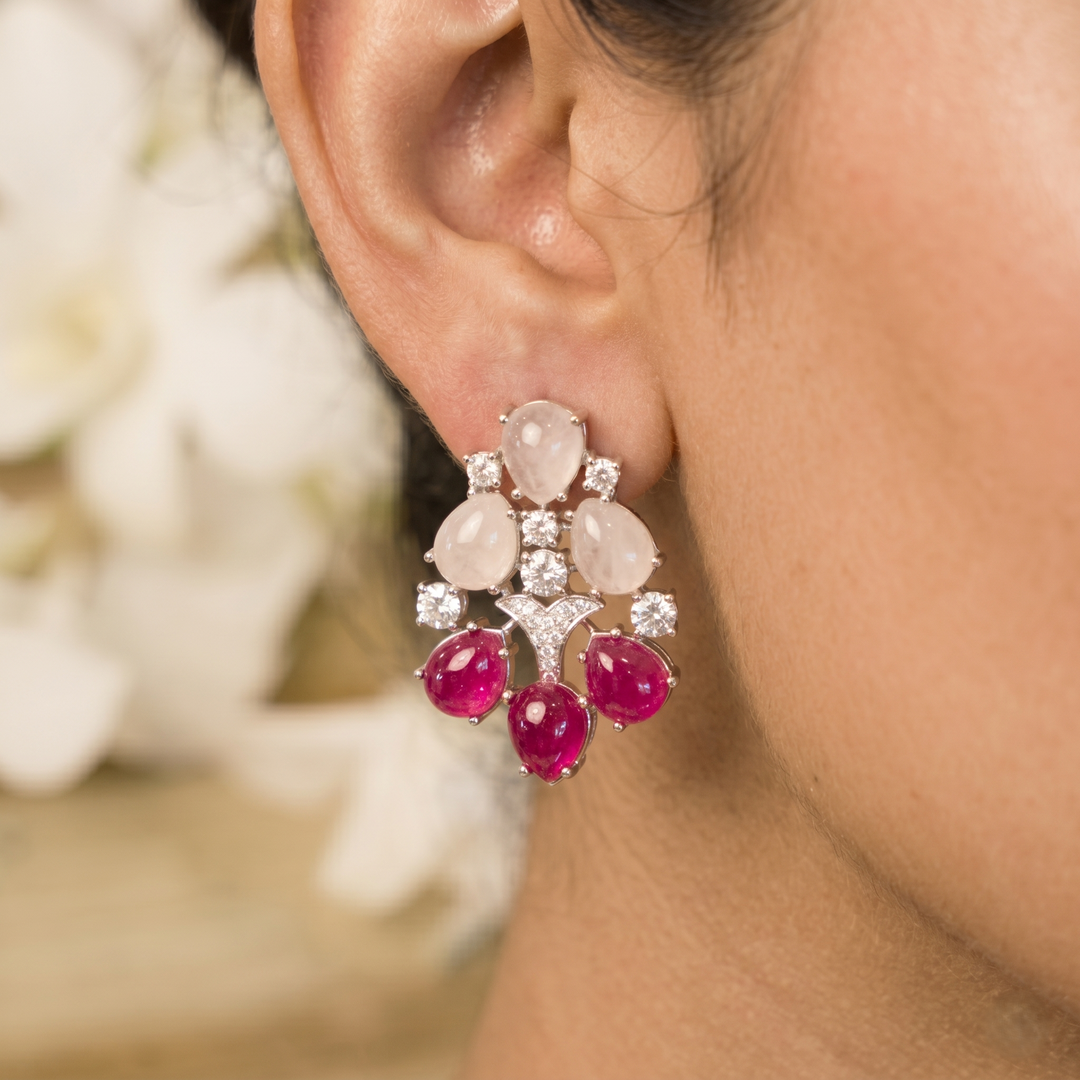 Rose Quartz Studs .