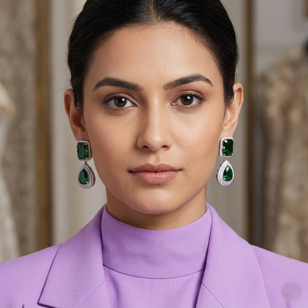 Square and pear Stone Earrings