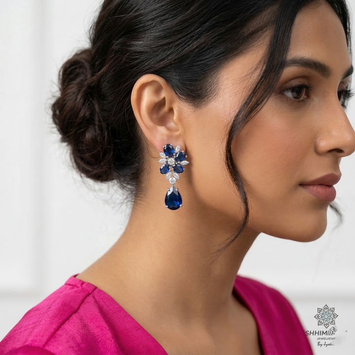 Floral Pear Drop Earrings
