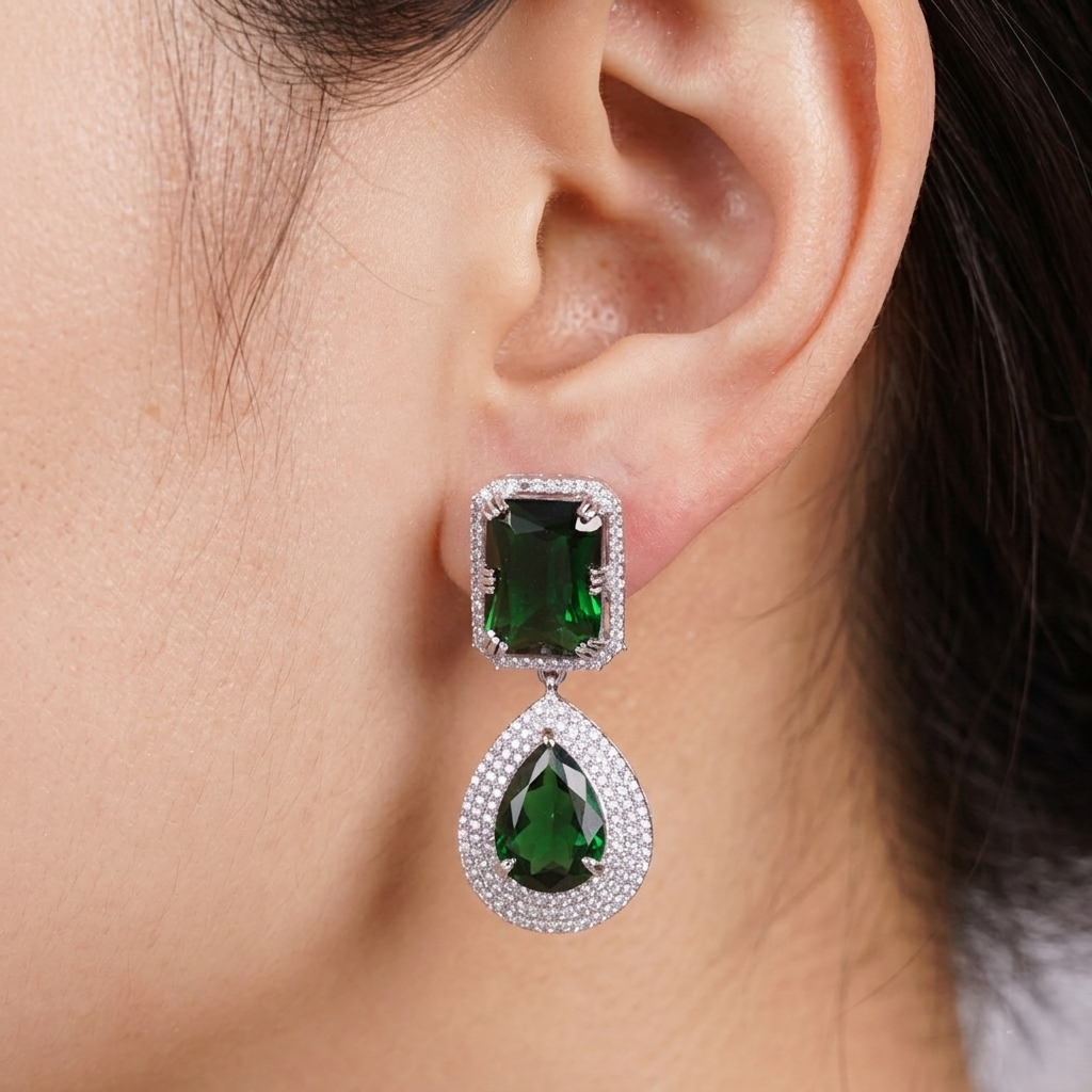 Square and pear Stone Earrings