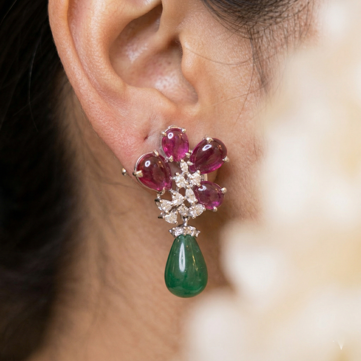 Ruby floral Earrings