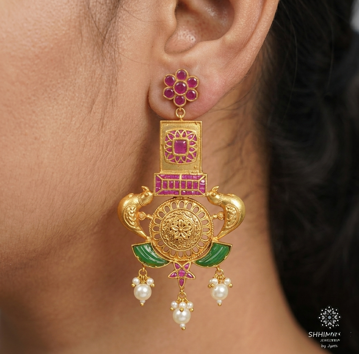 Golden Peacock Earrings